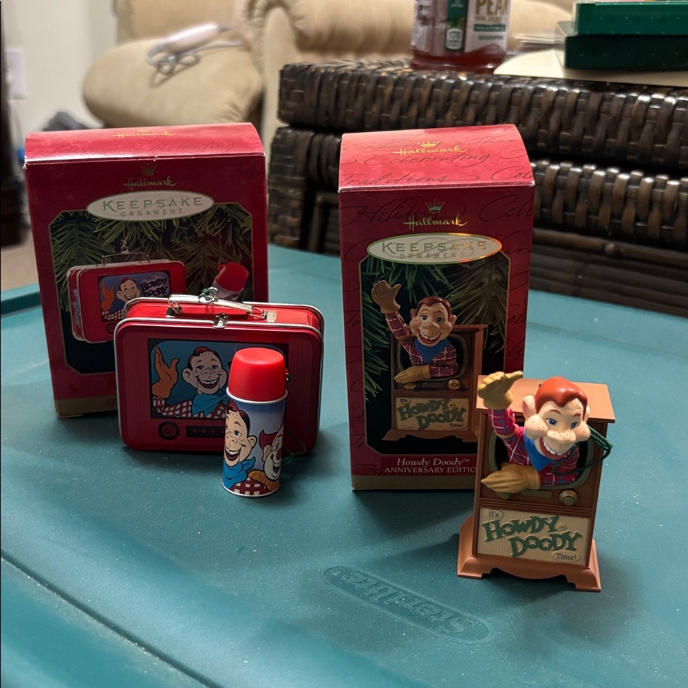 2 Hallmark Howdy Doody Keepsake Ornaments Lunch Box Set 99 Anniversary Edition